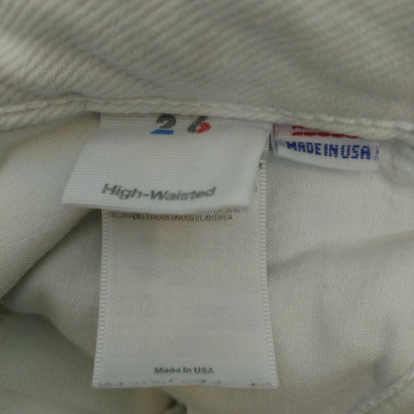 American Apparel White High Waisted Skinny Jeans Size 26 Ankle Zip Cotton - Picture 8 of 8